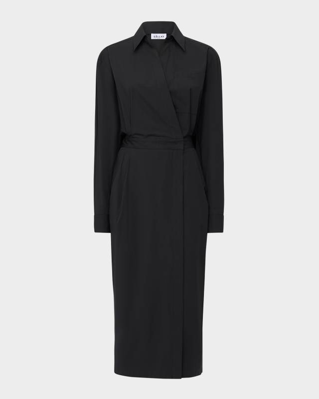 Jax Wrap-Front Cotton Poplin Midi Shirtdress